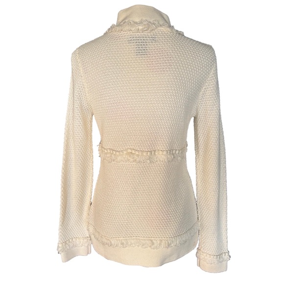 Coastal Grandma Fisherman Chunky Knit Cardigan - Cream Ivory M - Picture 6 of 8